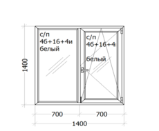Окно Veka Euroline ( трёхкамерный профиль ) 1400 x 1400 мм с/п 4б+16+4и
